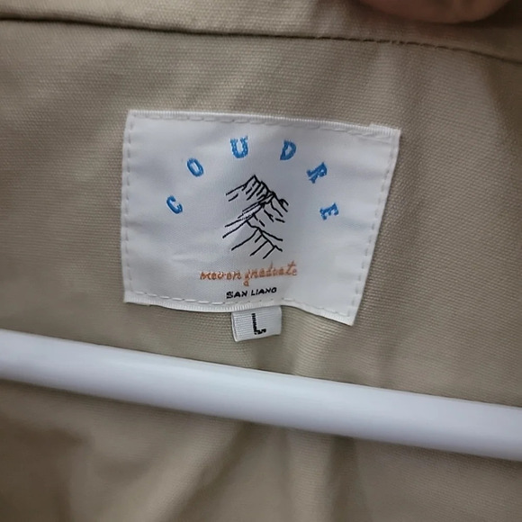 Coudre Jacket Red Large Zip and Snap Button Front Closure Hooded Canvas Pockets - Picture 5 of 6